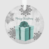 ティール(緑がかった色)クリスマスギフトホリデーオーナメント オーナメント (裏面)