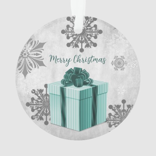 ティール（緑がかった色）クリスマスギフトホリデーオーナメント オーナメント (裏面)