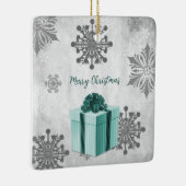ティール（緑がかった色）クリスマスギフトホリデーセラミックオーナメント セラミックオーナメント (右)