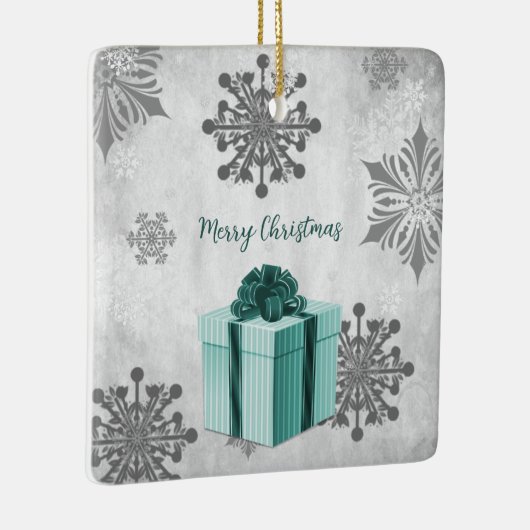 ティール（緑がかった色）クリスマスギフトホリデーセラミックオーナメント セラミックオーナメント (右)