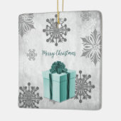 ティール(緑がかった色)クリスマスギフトホリデーセラミックオーナメント セラミックオーナメント (左)