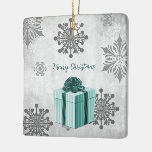 ティール（緑がかった色）クリスマスギフトホリデーセラミックオーナメント セラミックオーナメント (左)