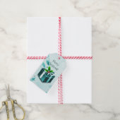 ティール(緑がかった色)クリスマスギフトボックスギフトラベル ギフトタグ (より糸付き)