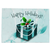 ティール（緑がかった色）クリスマスギフトボックス抱き枕 ラージペーパーバッグ (裏面)