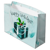 ティール（緑がかった色）クリスマスギフトボックス抱き枕 ラージペーパーバッグ (裏面アングル)