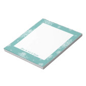 ティール（緑がかった色）クリスマススノーフレークメモ帳 ノートパッド (回転)