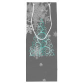 ティール(緑がかった色)クリスマスツリーとスノーフレークスワイン抱き枕 ワインギフトバッグ (裏面)