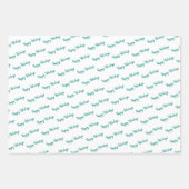 ティール（緑がかった色）クリスマスツリーグリッターストライプ ラッピングペーパーシート (正面)