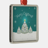 ティール(緑がかった色)クリスマスツリーセラミックオーナメント メタルオーナメント (右)