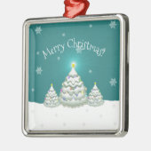 ティール（緑がかった色）クリスマスツリーセラミックオーナメント メタルオーナメント (左)