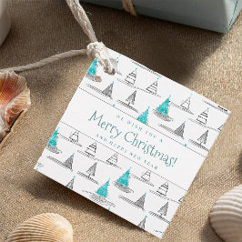 ティール（緑がかった色）クリスマスツリーパターン#5 ID1009 フェイバータグ