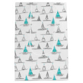 ティール（緑がかった色）クリスマスツリーパターン#5 ID1009 ミディアムペーパーバッグ (裏面)