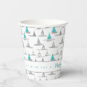 ティール(緑がかった色)クリスマスツリーパターン#5 ID1009 紙コップ (正面)