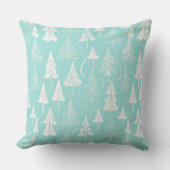 ティール(緑がかった色)クリスマスツリーパターン#6 ID1009 クッション (正面)
