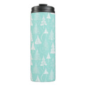 ティール（緑がかった色）クリスマスツリーパターン#6 ID1009 タンブラー (正面)