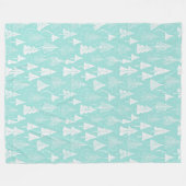 ティール(緑がかった色)クリスマスツリーパターン#6 ID1009 フリースブランケット (正面(横))