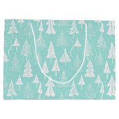 ティール（緑がかった色）クリスマスツリーパターン#6 ID1009 ラージペーパーバッグ (裏面)