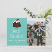 ティール（緑がかった色）クリスマスプリン写真クリスマス シーズンカード (スタンド正面)