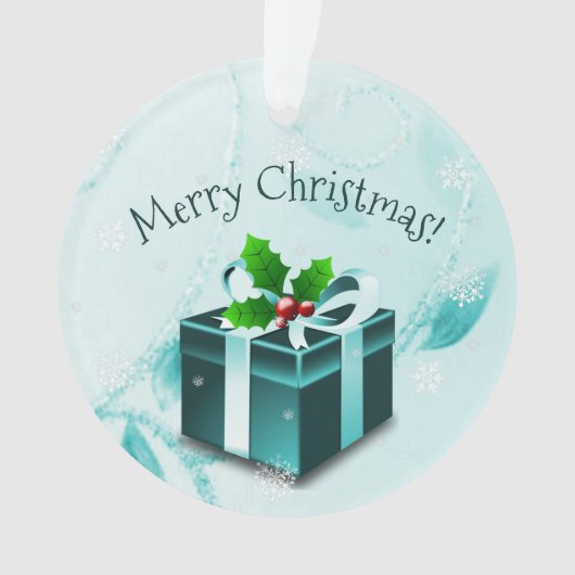 ティール(緑がかった色)クリスマスプレゼントオーナメント オーナメント (正面)