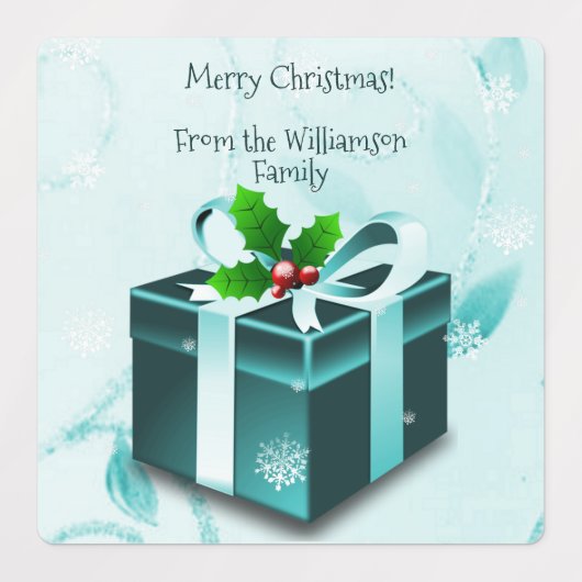 ティール（緑がかった色）クリスマスプレゼントベーキングラベル ラベル (デザイン3)