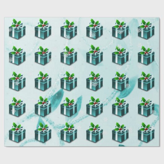 ティール(緑がかった色)クリスマスプレゼント包装紙 ラッピングペーパー (フラット)