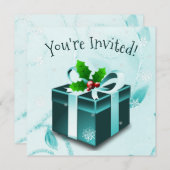 ティール（緑がかった色）クリスマスプレゼント招待状 招待状 (正面/裏面)