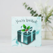 ティール（緑がかった色）クリスマスプレゼント招待状 招待状 (スタンド正面)