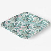 ティール(緑がかった色)クリスマスホリーベリーパターン#17 ID1009 ペーパープレート (傾斜あり)