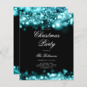 ティール（緑がかった色）クリスマスライト招待状プログラム&メニュー (正面/裏面)