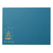 ティール（緑がかった色）クリスマス金ゴールドツリーピースジョイ企業のープ ノートパッド (正面)