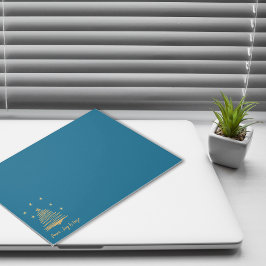 ティール（緑がかった色）クリスマス金ゴールドツリーピースジョイ企業のープ ノートパッド