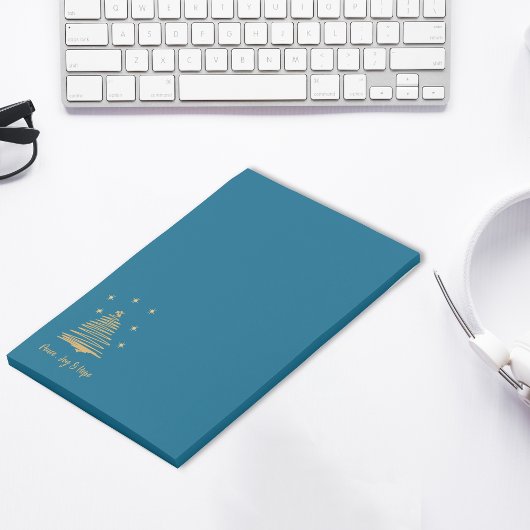 ティール(緑がかった色)クリスマス金ゴールドツリーピースジョイ企業のープ ポストイット