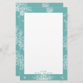 ティール（緑がかった色）クリスマス雪パーソナライズされた片 便箋 (正面/裏面)