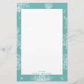 ティール（緑がかった色）クリスマス雪パーソナライズされた片 便箋 (正面)