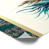 ティール（緑がかった色）クリームアナンド結婚カラジのウェルカムサイン ポスター (角)