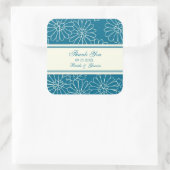 ティール（緑がかった色）クリームサンキューユー結婚式の引き出物ラベル スクエアシール (バッグ)