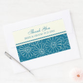 ティール（緑がかった色）クリームサンキューユー結婚式の引き出物ラベル 長方形シール (封筒)