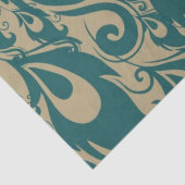 ティール（緑がかった色）クリームピーコックフェザー 薄葉紙 (詳細)