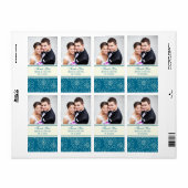 ティール（緑がかった色）クリームフローラフォトウェディングラベル ラベル (フルシート)