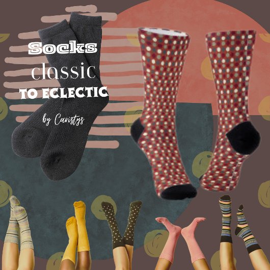 ティール(緑がかった色)、クリーム、ブラウンドットクルーソックス付き錆 ソックス