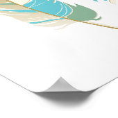 ティール(緑がかった色)、クリーム、緑の羽(DIY名) ポスター (角)