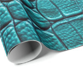 ティール（緑がかった色）クロコダレアリゲータスキンレザーフェイクプリント ラッピングペーパー (ロールコーナー)