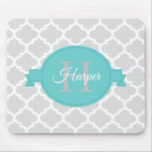 ティール(緑がかった色)クローバーパーソナライズされたマウスパッド マウスパッド (正面)