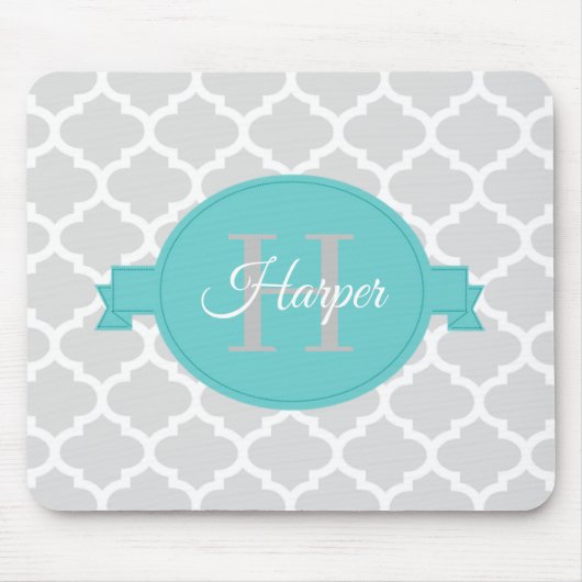 ティール(緑がかった色)クローバーパーソナライズされたマウスパッド マウスパッド (正面)