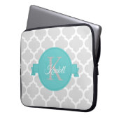 ティール(緑がかった色)クローバーパーソナライズされたラップトップスリーブ ラップトップスリーブ (正面左)