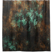 ティール（緑がかった色）クーパーパティナメタリック シャワーカーテン (正面)