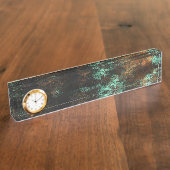 ティール(緑がかった色)クーパーパティナメタリック デスクネームプレート (側面)