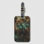 ティール(緑がかった色)クーパーパティナメタリック ラゲッジタグ (正面縦)