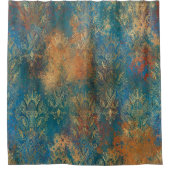 ティール（緑がかった色）クーパーパティーナ シャワーカーテン (正面)