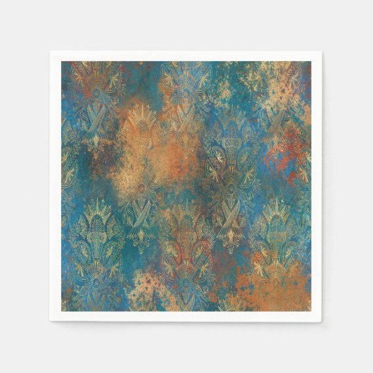 ティール（緑がかった色）クーパーパティーナ スタンダードカクテルナプキン (正面)